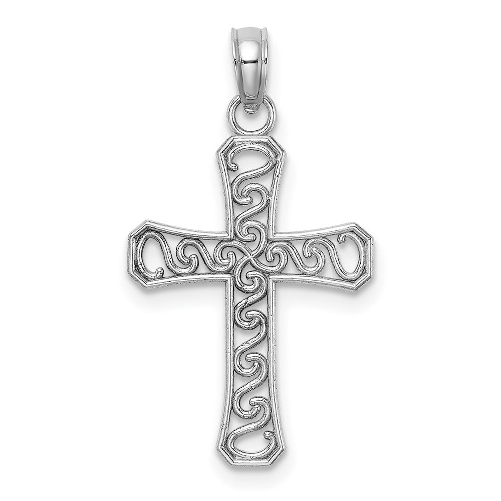 10k White Gold Fancy Cross Pendant