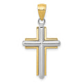 10k Two-tone Polished Cross Pendant