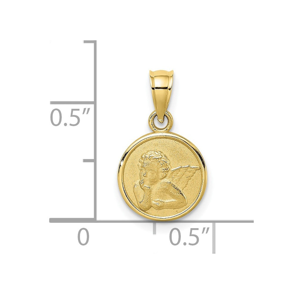 10k 10mm Engraved Angel Coin Charm