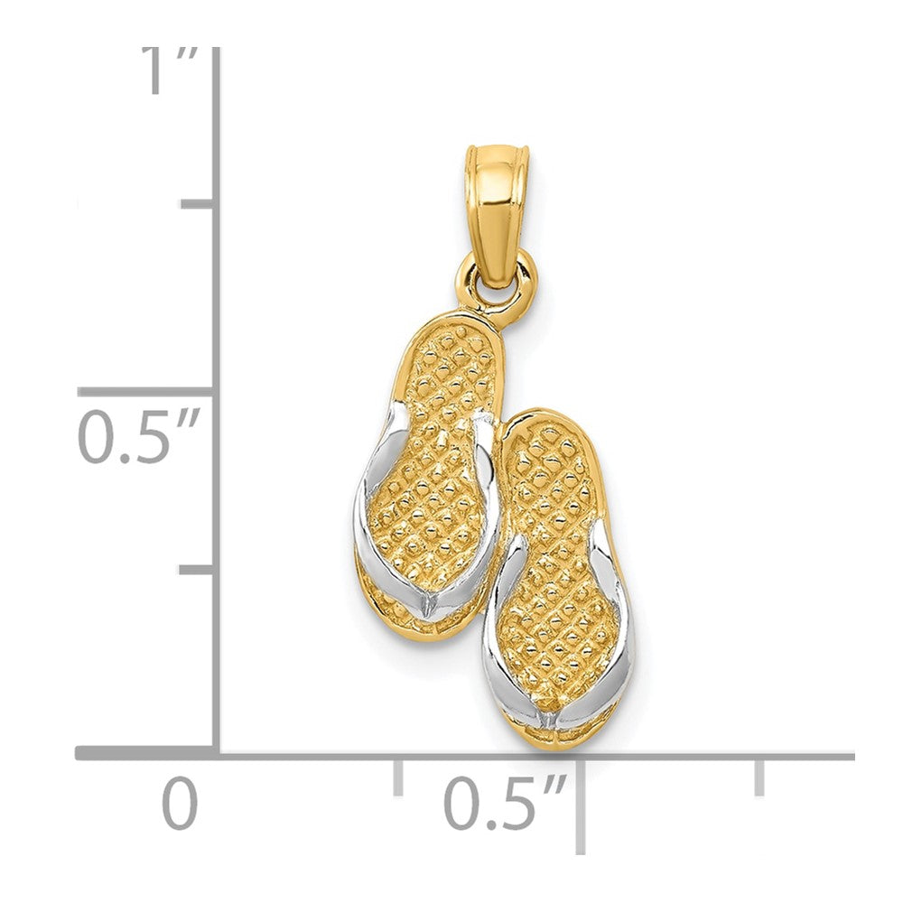 10k & Rhodium Solid Polished Sandals Pendant