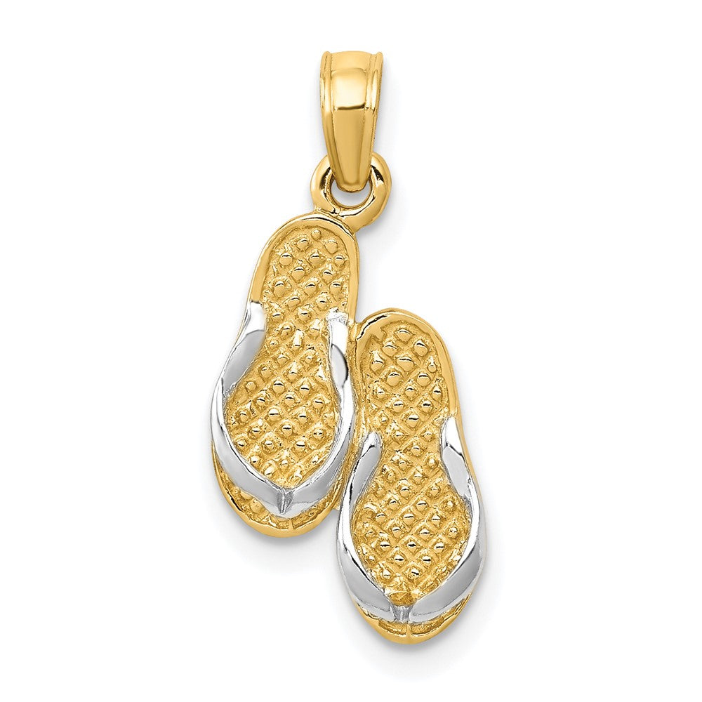 10k & Rhodium Solid Polished Sandals Pendant