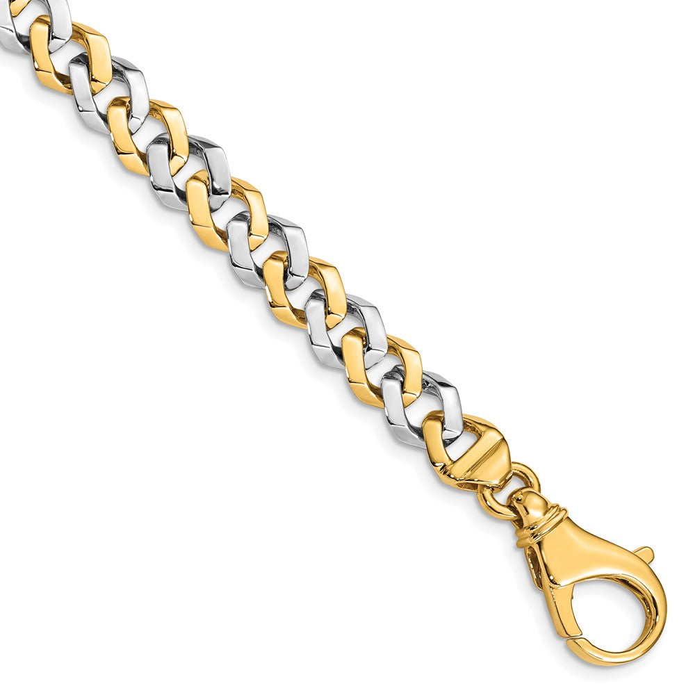 10k Two-tone 8mm Hand-polished Fancy Link Chain