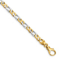 10k Two-tone 4.8mm Hand Polished Fancy Link Chain