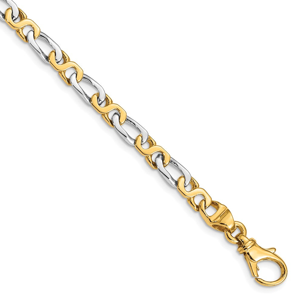 10k Two-tone 4.8mm Hand Polished Fancy Link Chain