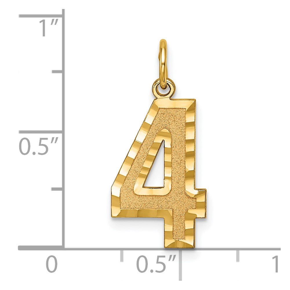 10ky Casted Large Diamond Cut Number 4 Charm