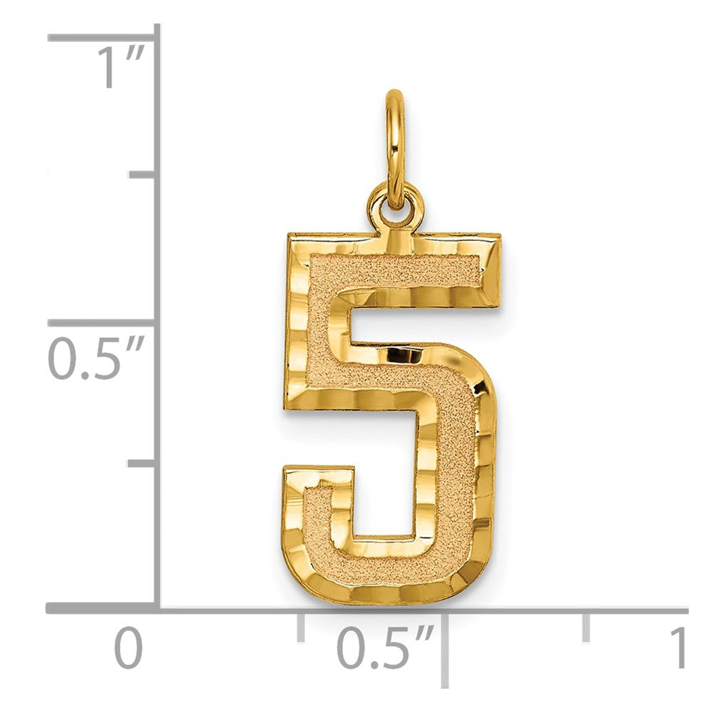 10ky Casted Large Diamond Cut Number 5 Charm