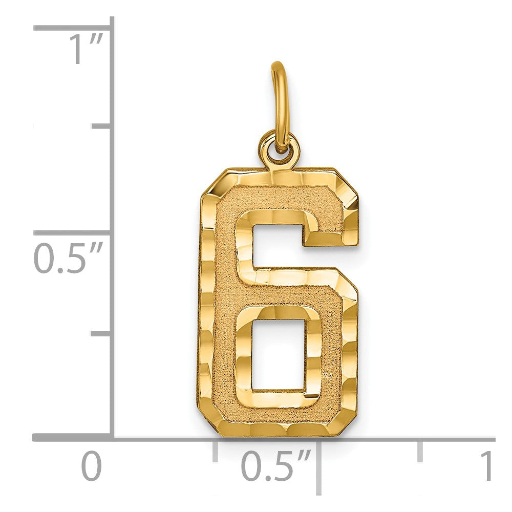 10ky Casted Large Diamond Cut Number 6 Charm