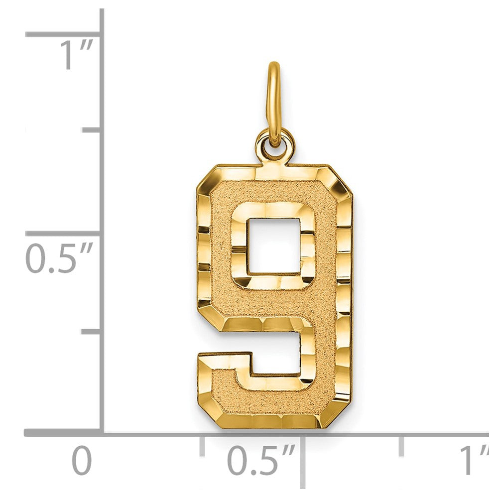 10ky Casted Large Diamond Cut Number 9 Charm