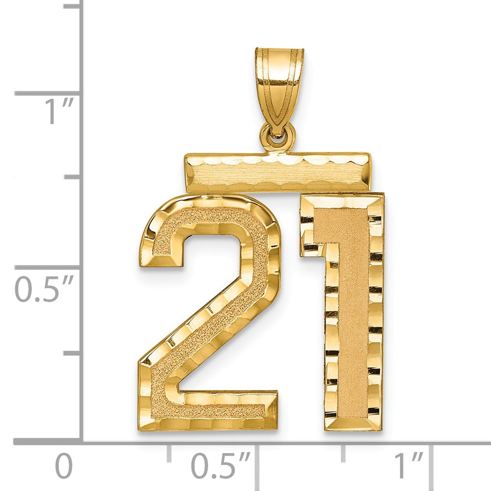 10k Large Brushed Diamond-cut Number 21 Charm