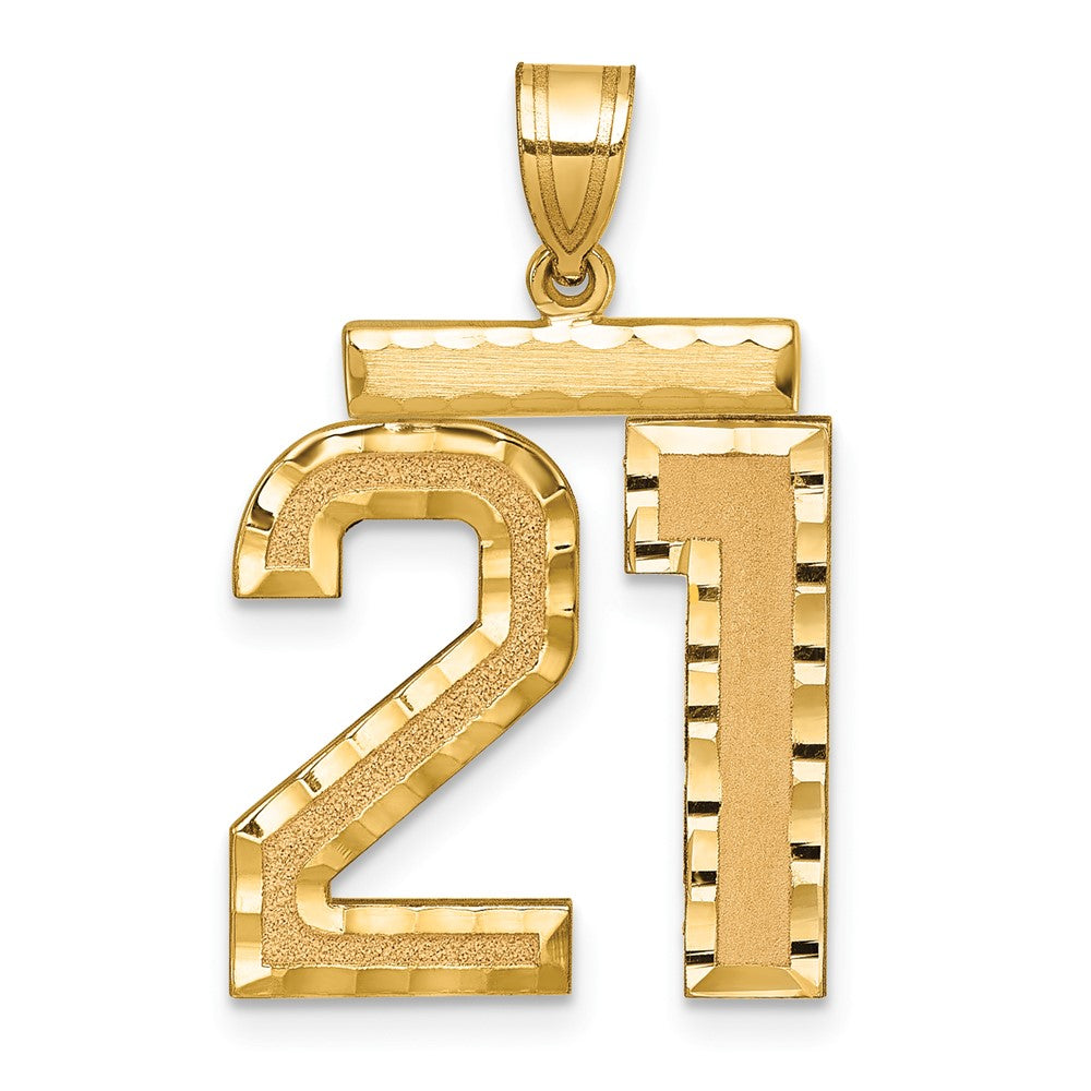 10k Large Brushed Diamond-cut Number 21 Charm