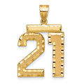 10k Large Brushed Diamond-cut Number 21 Charm