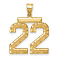 10k Large Brushed Diamond-cut Number 22 Charm