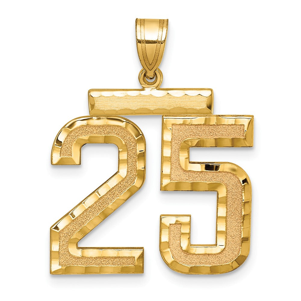 10k Large Brushed Diamond-cut Number 25 Charm