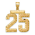 10k Large Brushed Diamond-cut Number 25 Charm