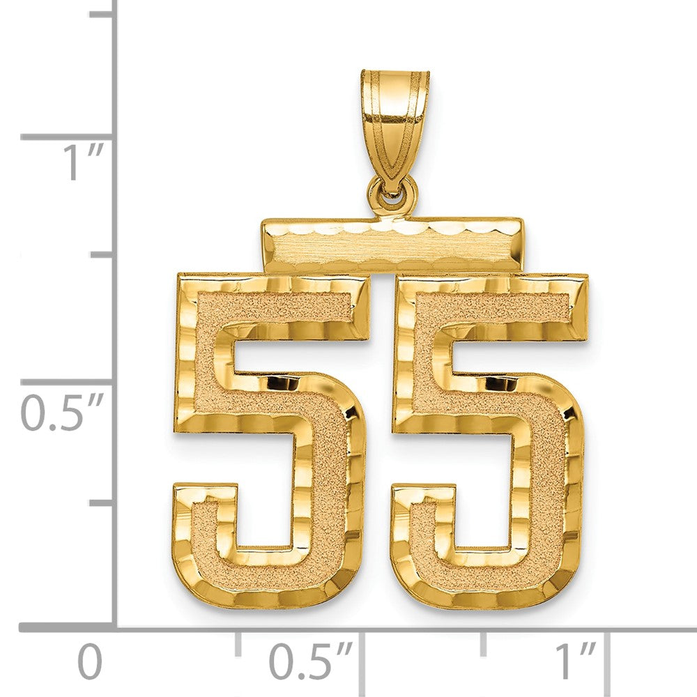 10k Large Brushed Diamond-cut Number 55 Charm