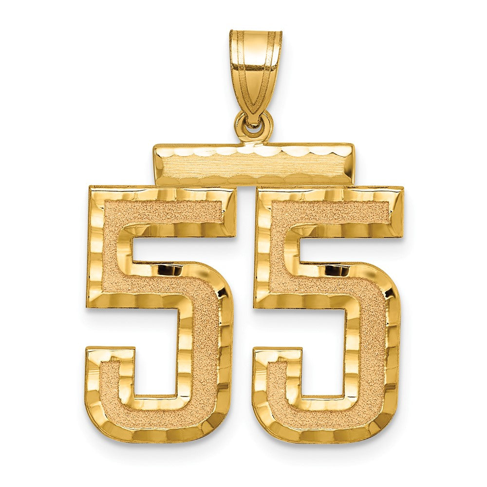10k Large Brushed Diamond-cut Number 55 Charm