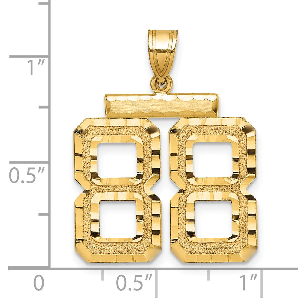 10k Large Brushed Diamond-cut Number 88 Charm