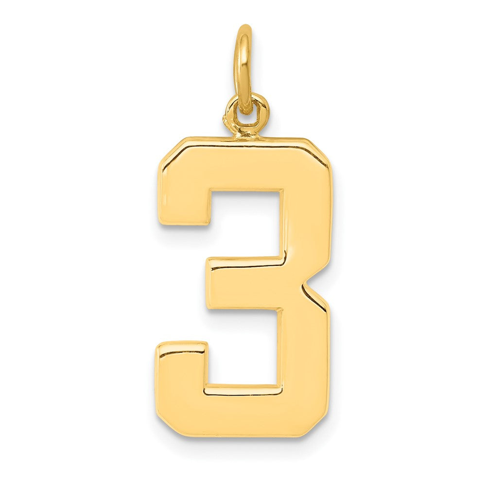 10k Large Polished Number 3 Charm
