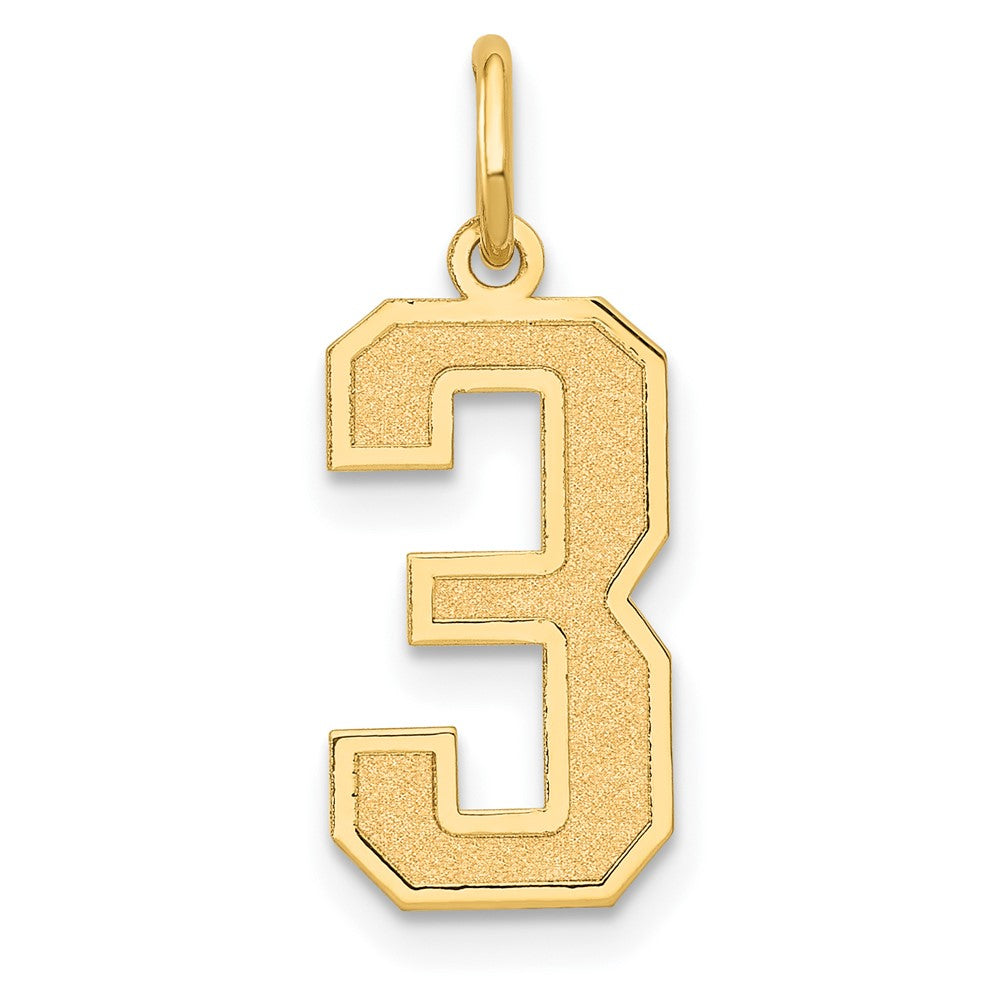 10k Medium Satin Number 3 Charm