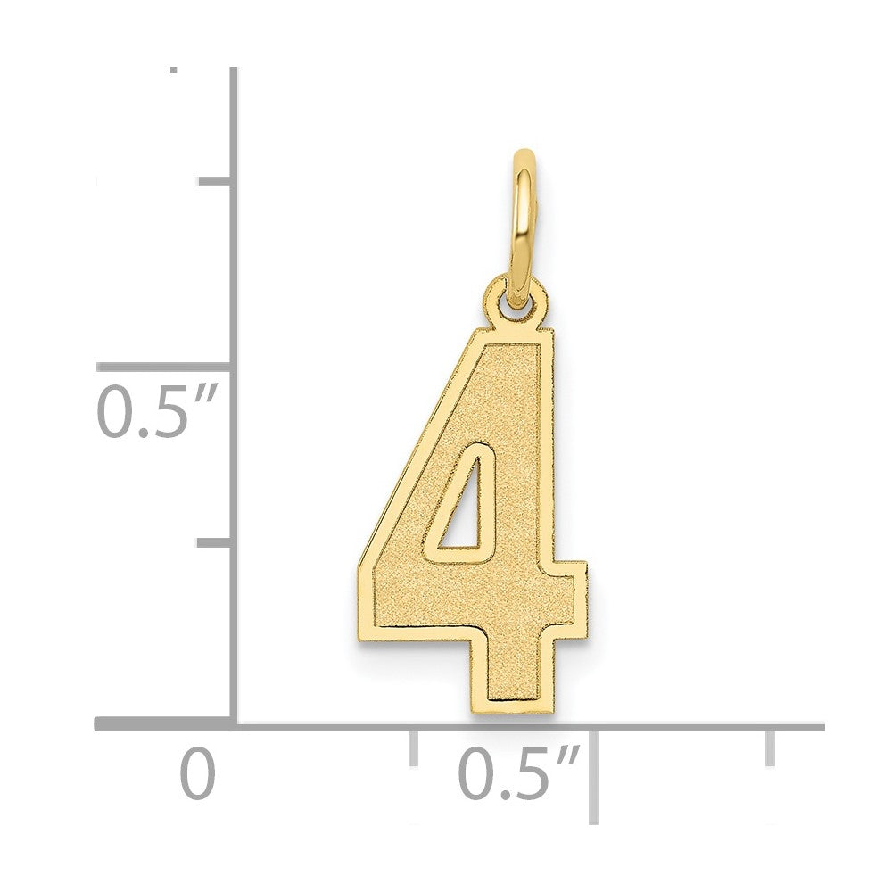 10k Medium Satin Number 4 Charm