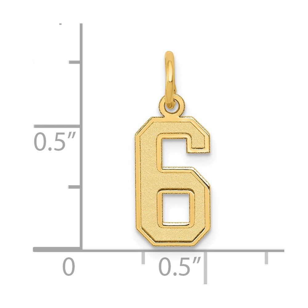 10k Small Satin Number 6 Charm