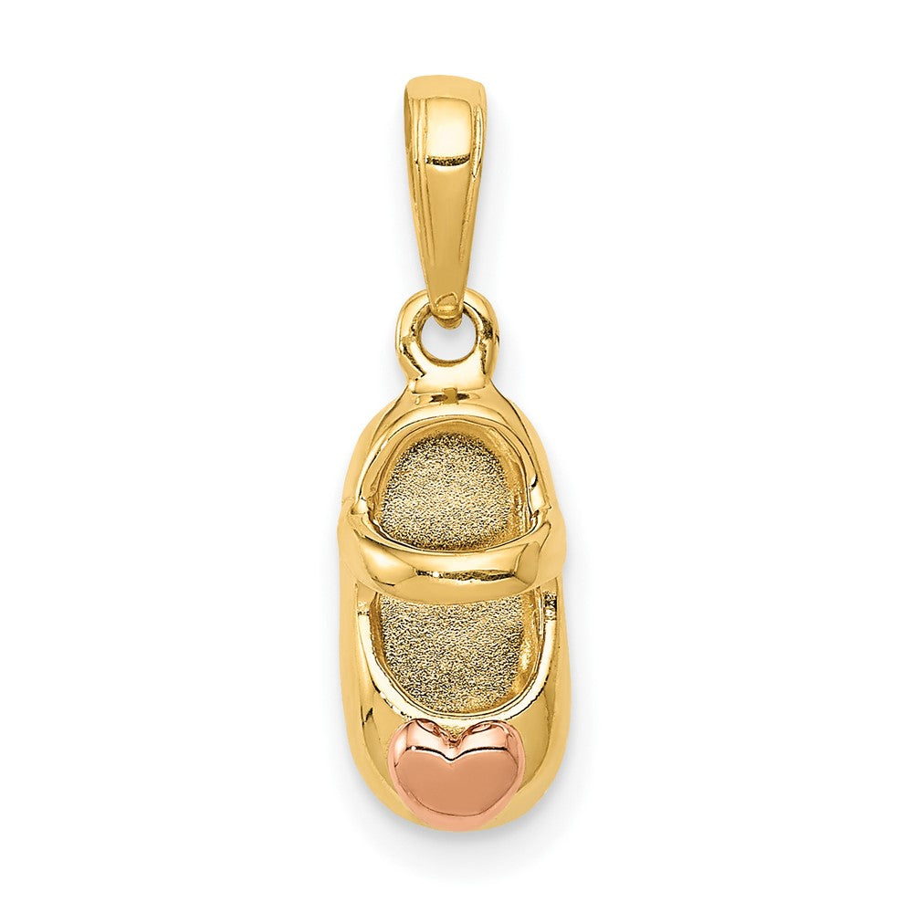 10k 3D Two-tone Baby Shoe Charm