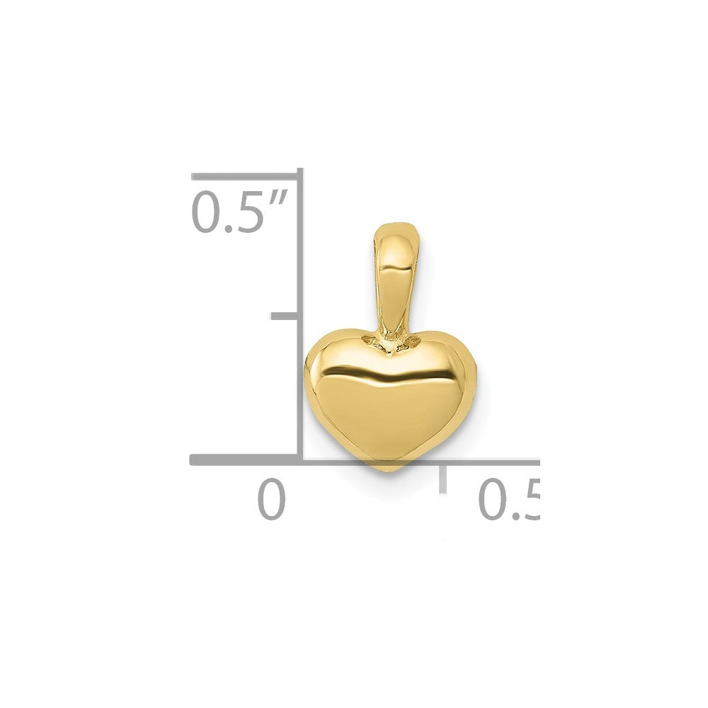 10K Polished 3D Puffed Heart Charm
