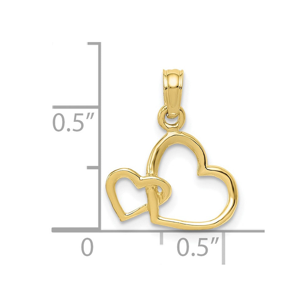 10K Polished Intertwined Double Heart Pendant