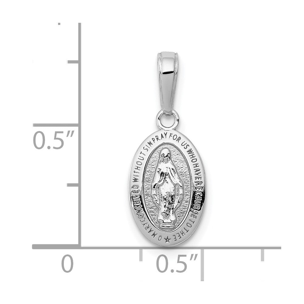 10k White Gold Miraculous Medal Charm