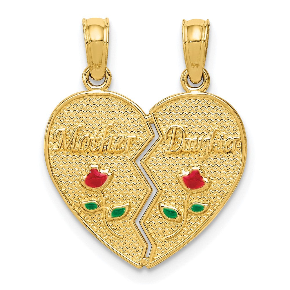 10K Enameled MOTHER - DAUGHTER Pendant