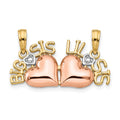 10k Rose & Yellow Gold w/White Rhodium Big Sis/Lil Sis Break-a-part Pendant