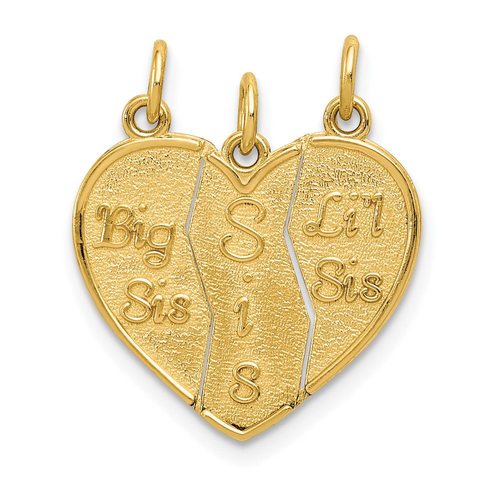 10k 3 piece Break-apart Big Sis, Sis & Lil Sis Charm