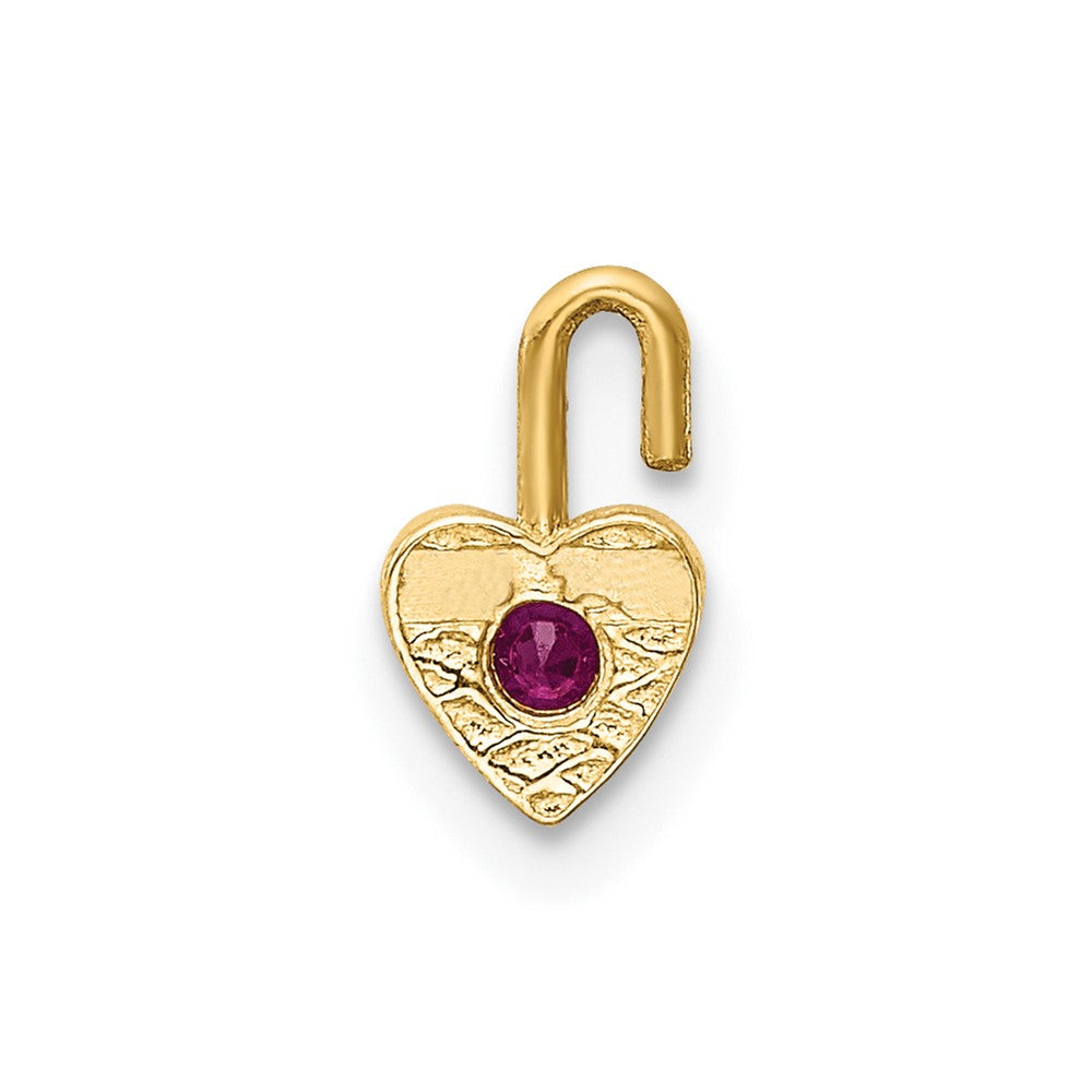 10ky July Synthetic Birthstone Heart Charm