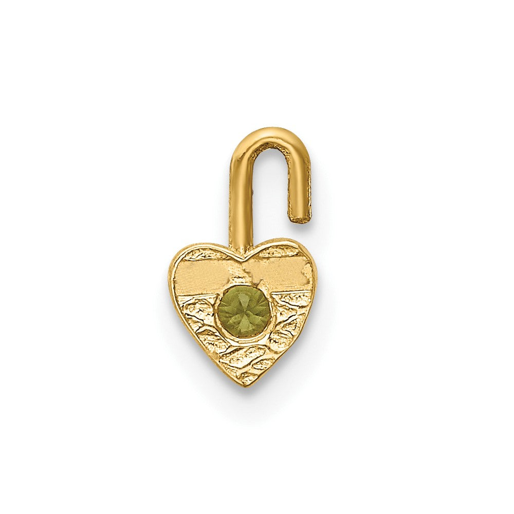 10ky August Synthetic Birthstone Heart Charm