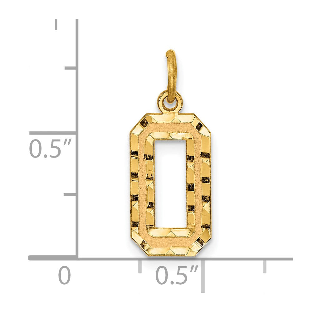 10ky Casted Medium Diamond-cut Number 0 Charm