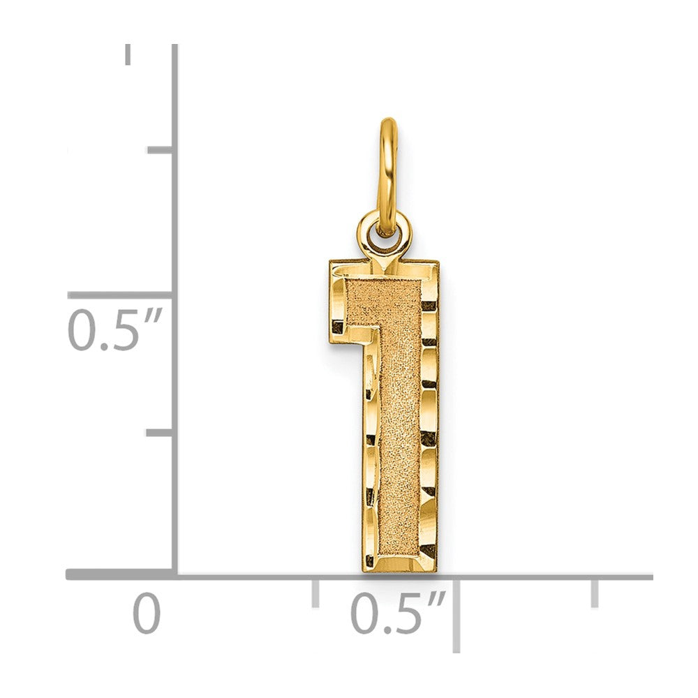 10ky Casted Medium Diamond-cut Number 1 Charm