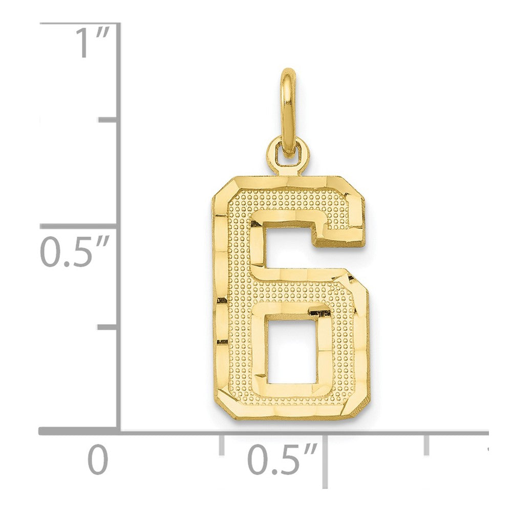 10ky Casted Medium Diamond-cut Number 6 Charm