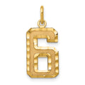 10ky Casted Medium Diamond-cut Number 6 Charm