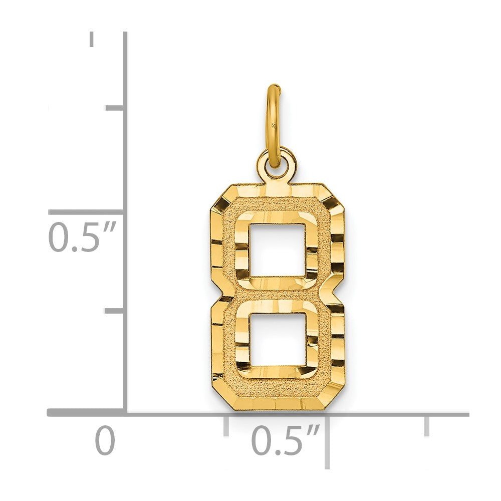 10ky Casted Medium Diamond-cut Number 8 Charm