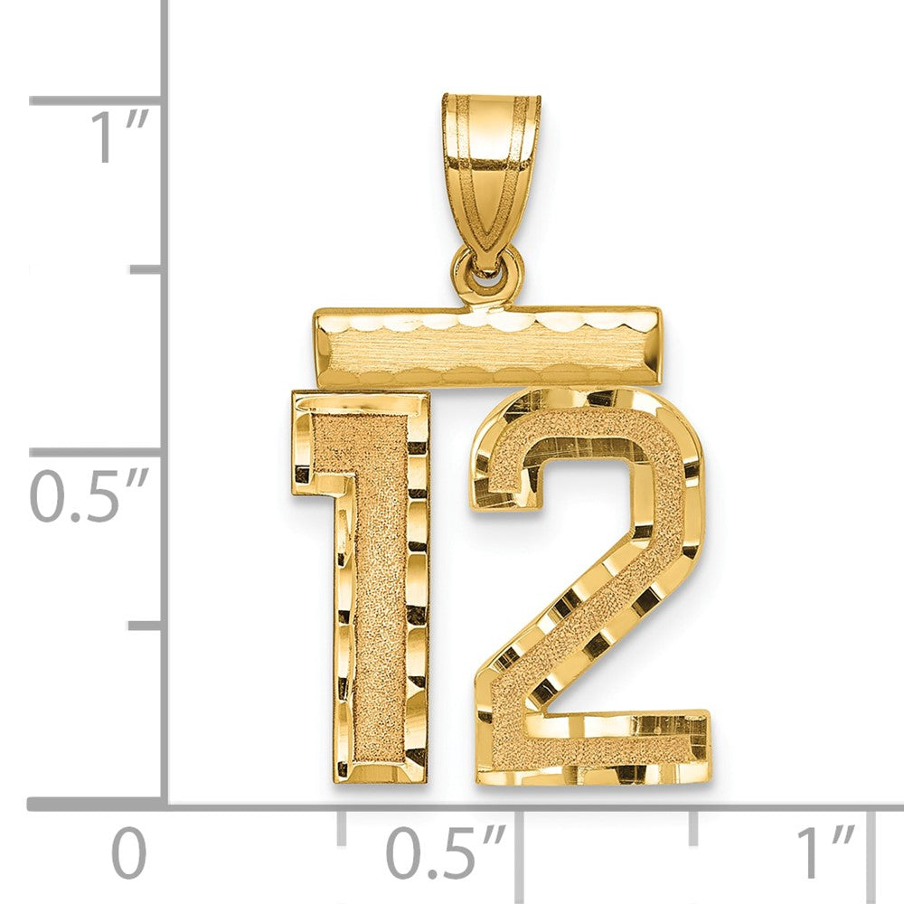 10k Medium Diamond-cut Number 12 Charm