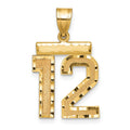 10k Medium Diamond-cut Number 12 Charm