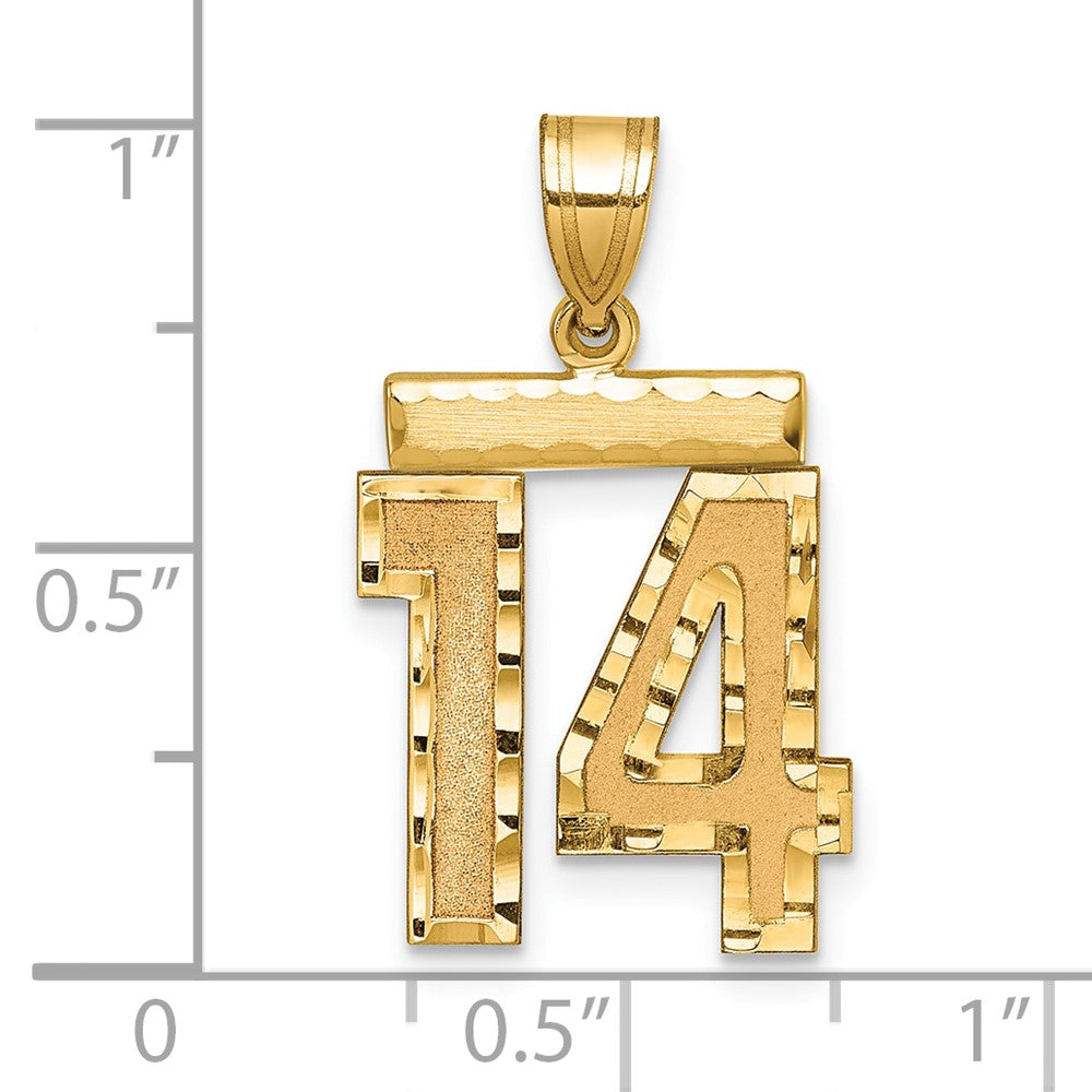 10k Medium Diamond-cut Number 14 Charm