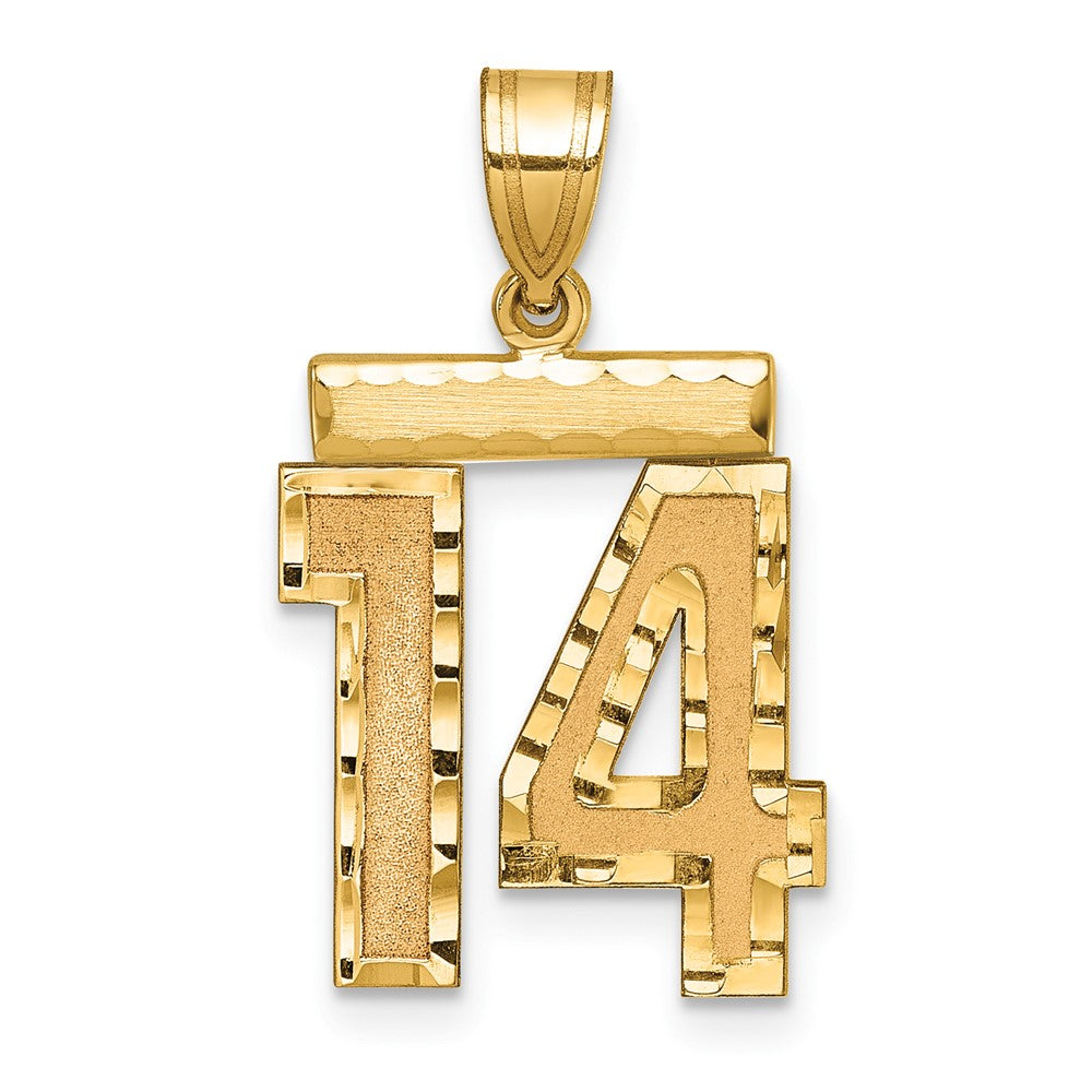 10k Medium Diamond-cut Number 14 Charm