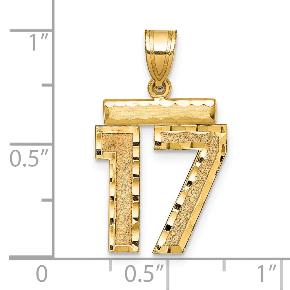 10k Medium Diamond-cut Number 17 Charm