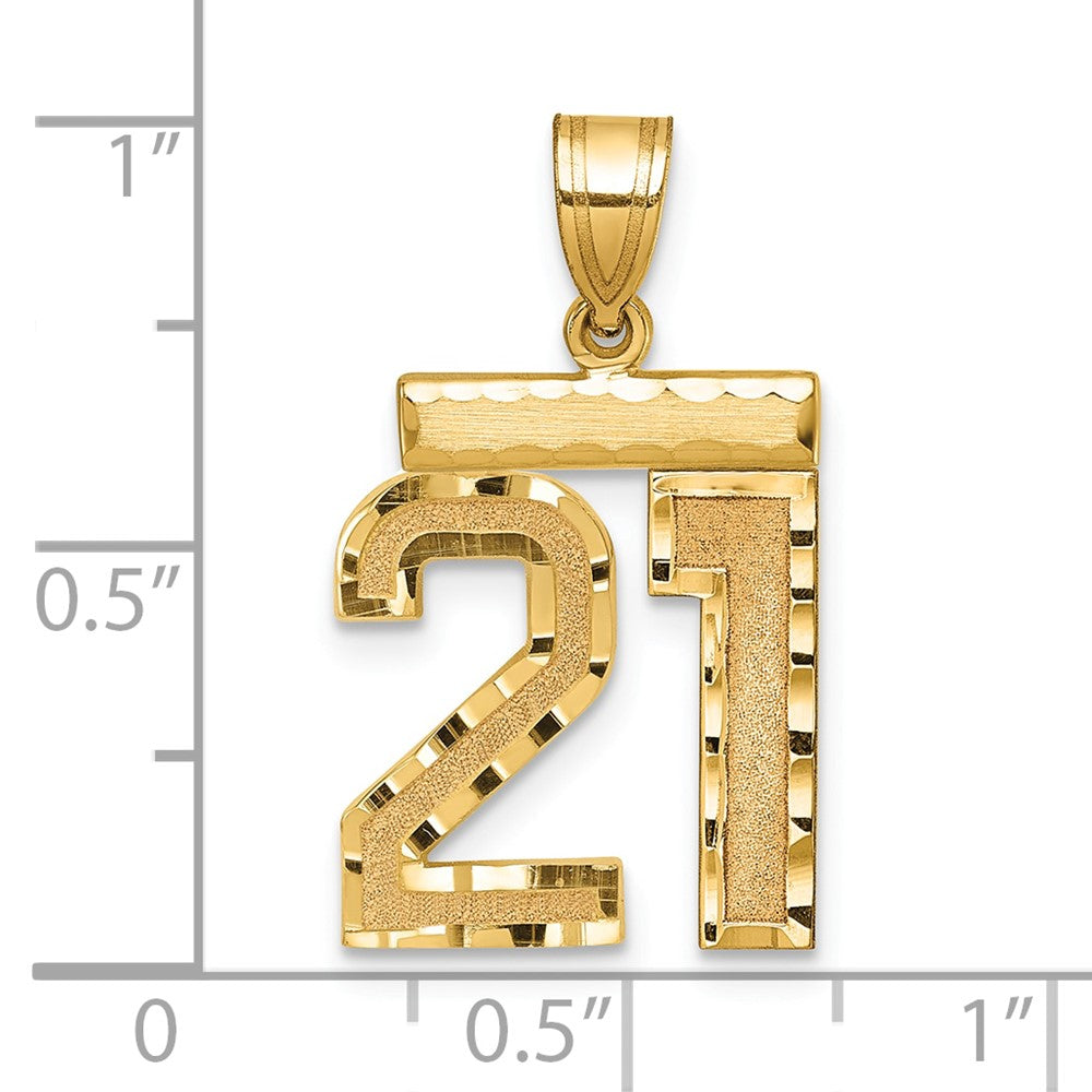 10k Medium Diamond-cut Number 21 Charm
