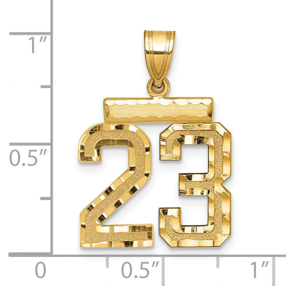 10k Medium Diamond-cut Number 23 Charm