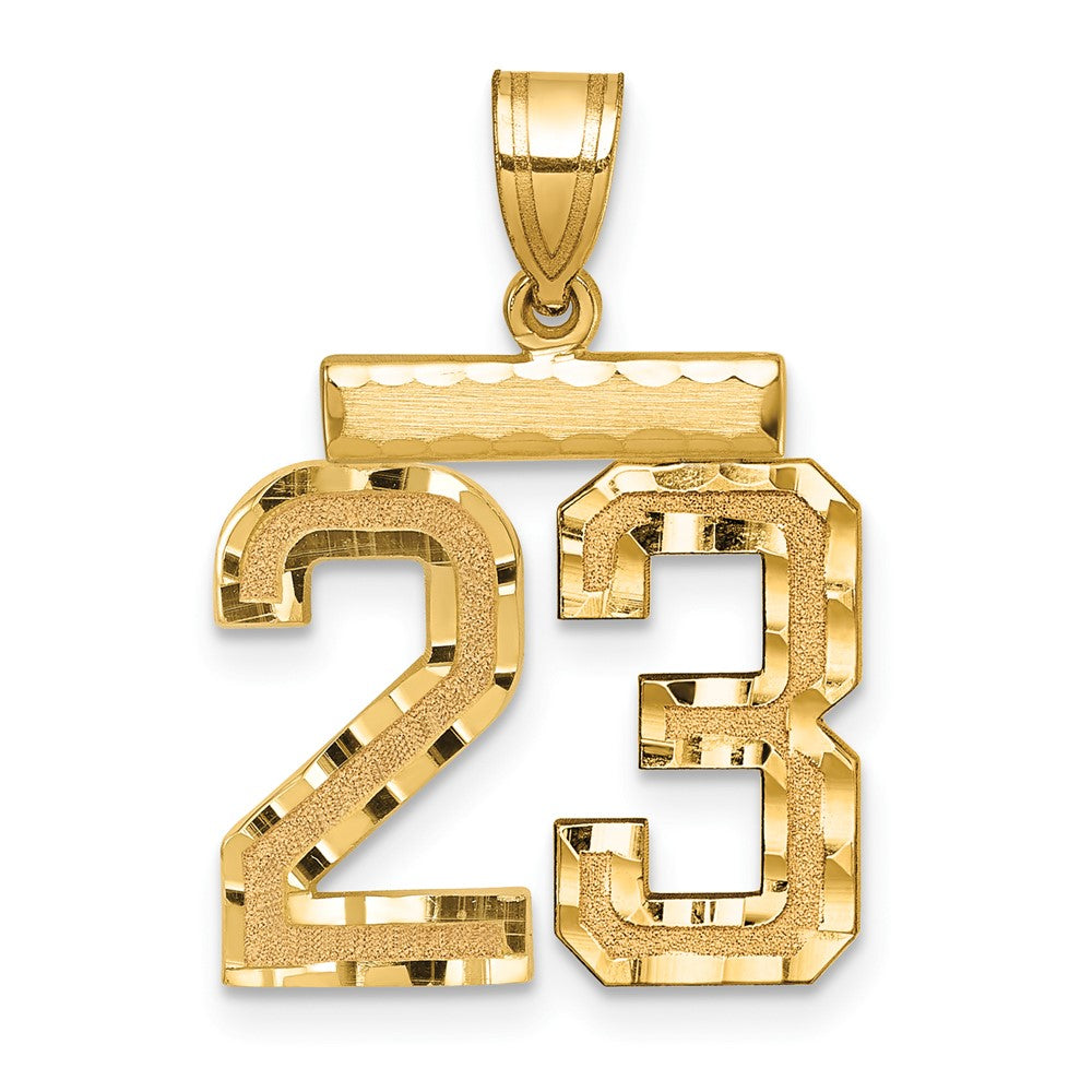 10k Medium Diamond-cut Number 23 Charm