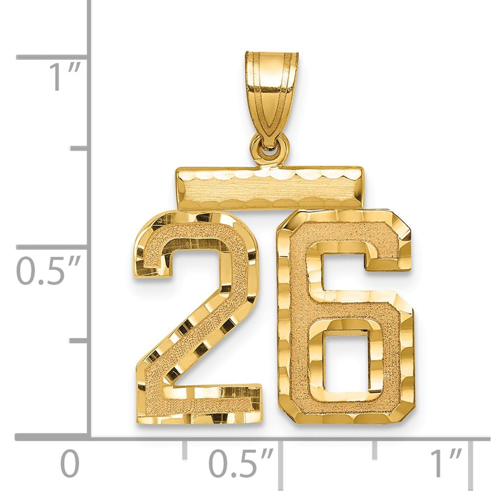 10k Medium Diamond-cut Number 26 Charm