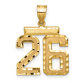 10k Medium Diamond-cut Number 26 Charm
