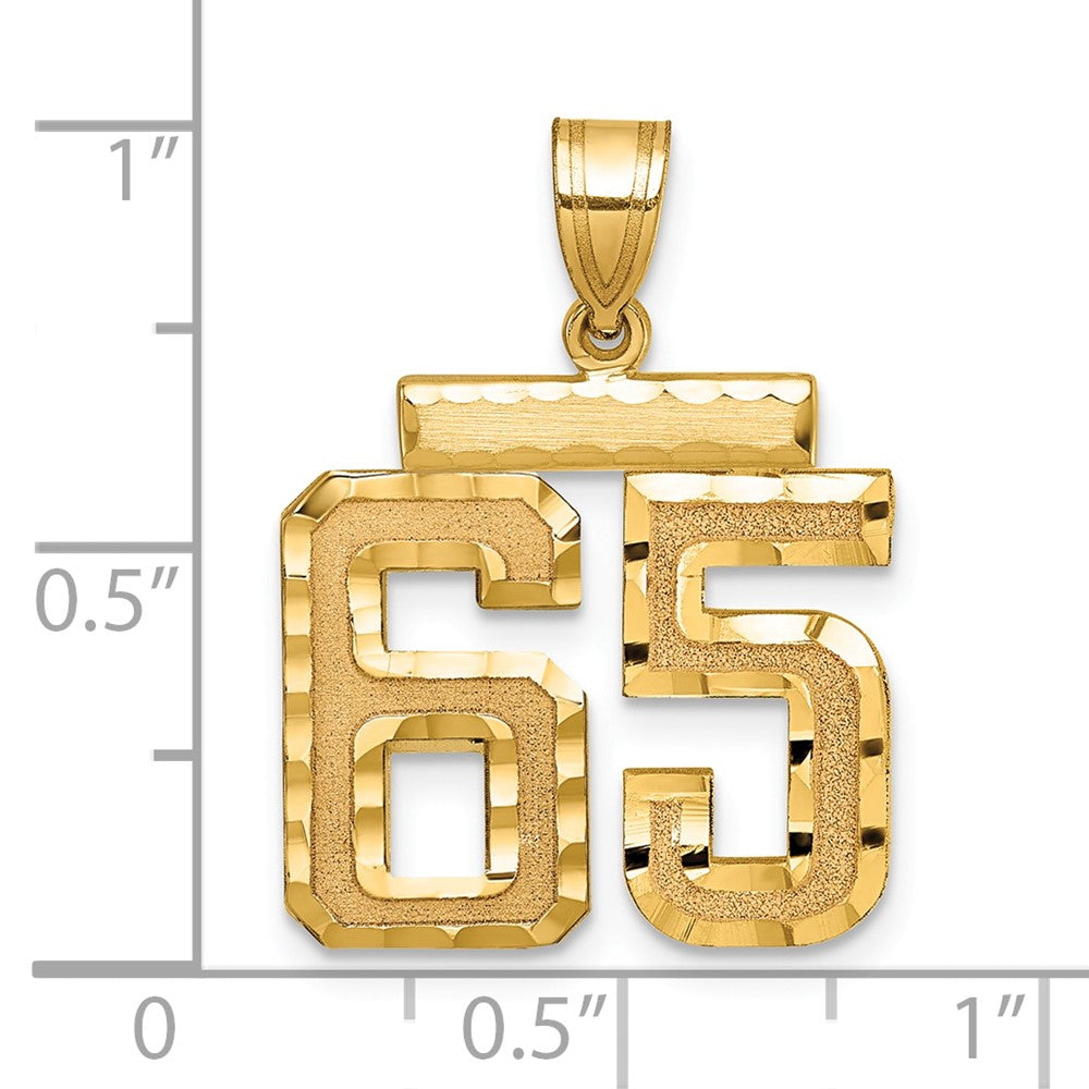 10ky Medium Diamond-cut Number 65 Charm